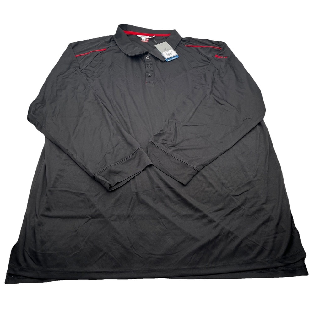 Scheels Colosseum Long Sleeve 6XL Black /Red Trims Golf Polo C-Dri